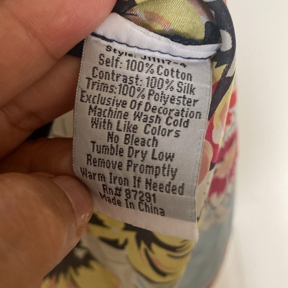 Johnny Was Silk Cotton Embroidered Short Sleeve Top Relaxed Fit Size S Blue - Picture 10 of 12